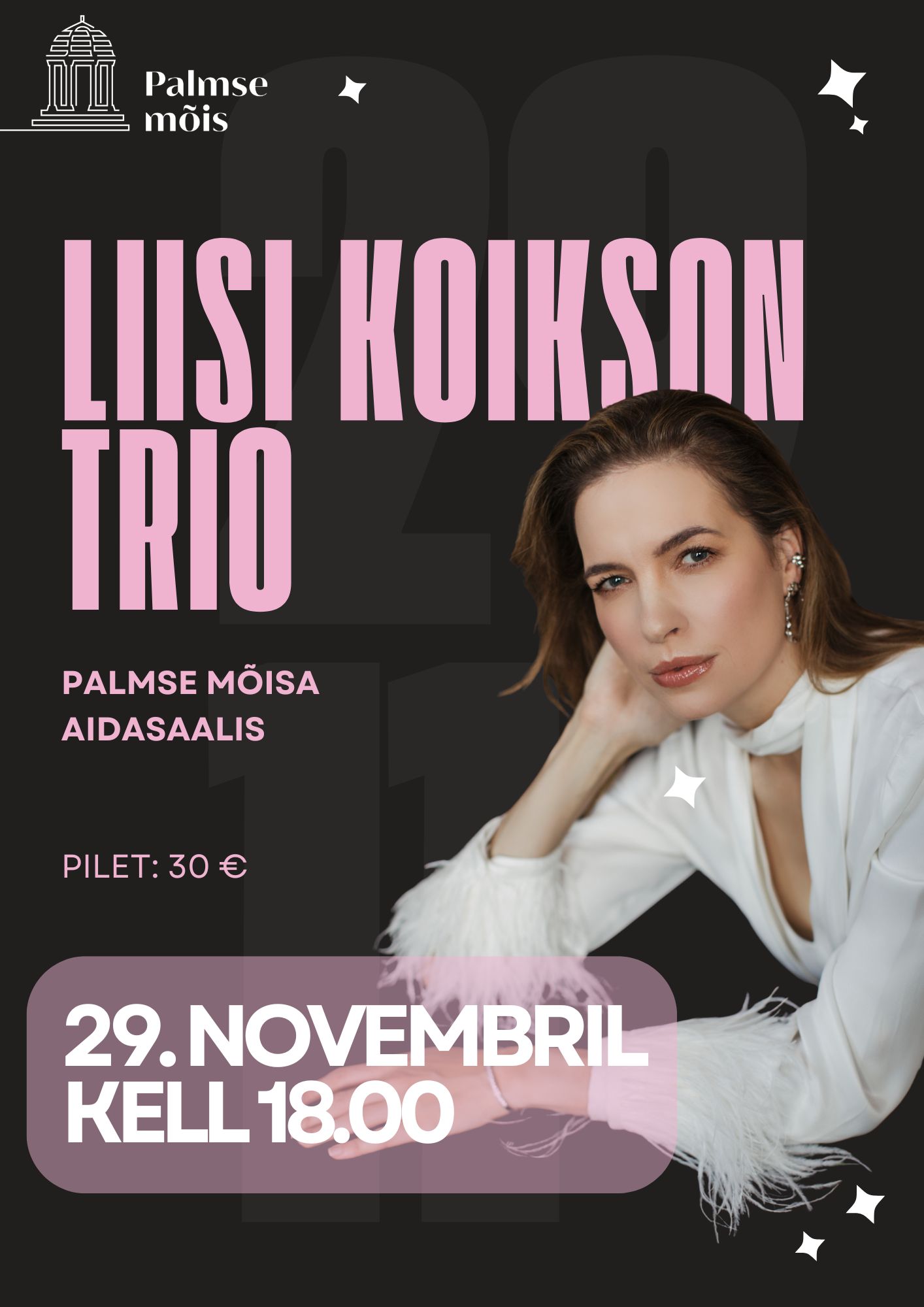 Advendikontsert Palmse mõisas koos Liisi Koiksoni, Raun Juurika ja Ahto Abneriga, november 2025.