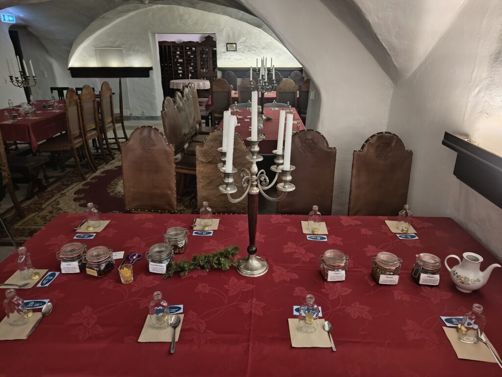 Preparations for making a health tinccture at Palmse manor wine cellar.